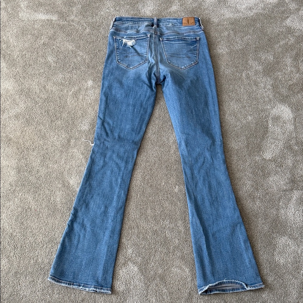American Eagle Outfitters Light Blue Distressed Flare Jeans - Picture 5 of 6